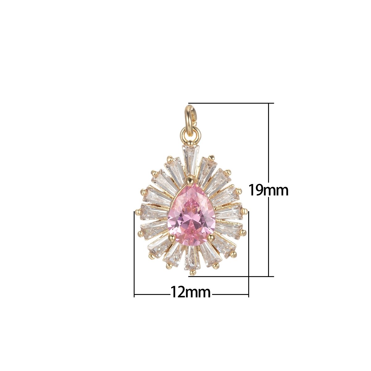 Gold Tear Drop Charm Baguette Cubic Oval Pendant Dangle Charms for Necklace Earring Supply Component E-845-E-847 - DLUXCA