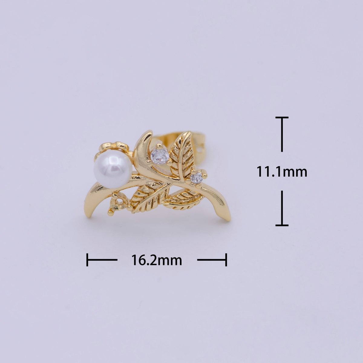 Gold Tree Branch Leaf Stud earrings • Pearl Earrings Jewelry T-357 - DLUXCA