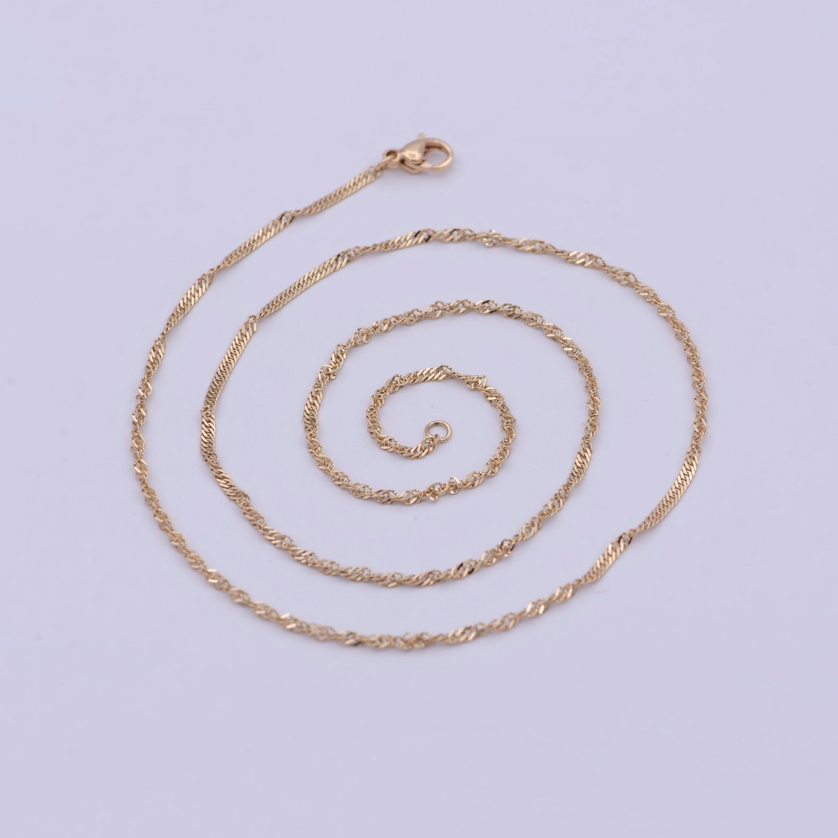 Gold Twist Singapore Chain Necklace, Unique Layer Chain Necklace Ready to Wear 20 Inch | WA-760 Clearance Pricing - DLUXCA