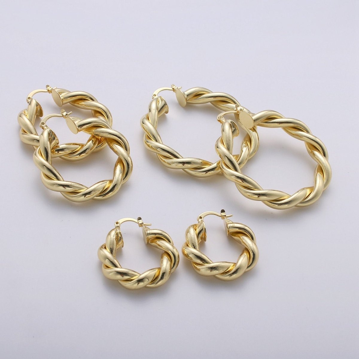 Gold Twisted Hoop Earrings, Bold Gold Hoop Earrings, Chunky Earrings, Statement Hoops, 14k Gold Filled Hoops Earring gift for her Q-518 to Q-520 - DLUXCA