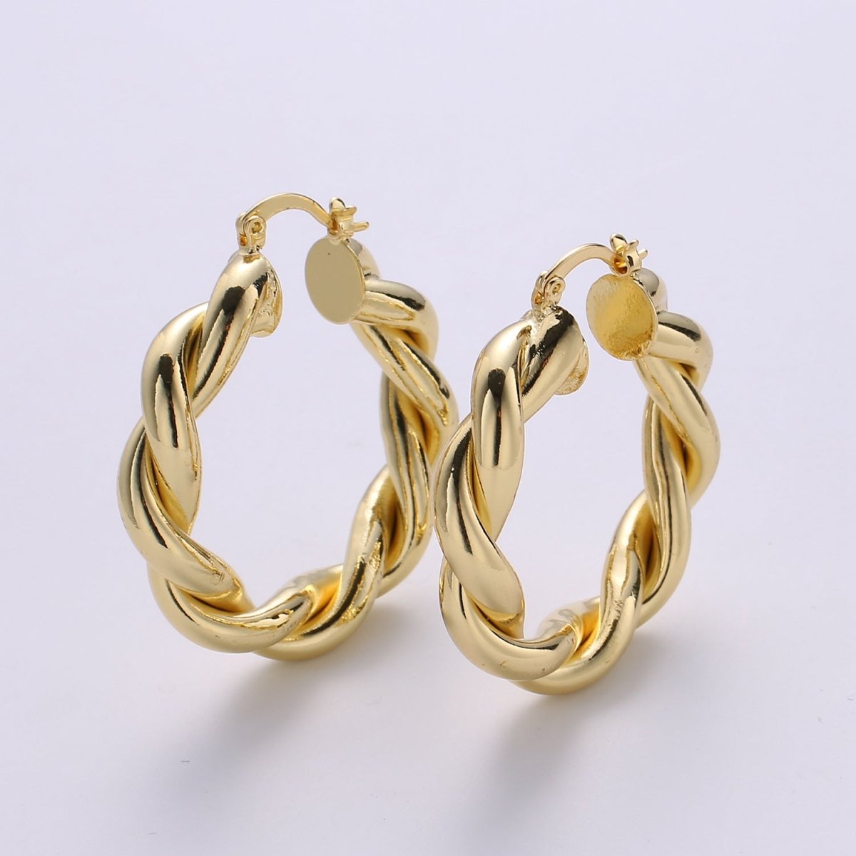 Gold Twisted Hoop Earrings, Bold Gold Hoop Earrings, Chunky Earrings, Statement Hoops, 14k Gold Filled Hoops Earring gift for her Q-518 to Q-520 - DLUXCA