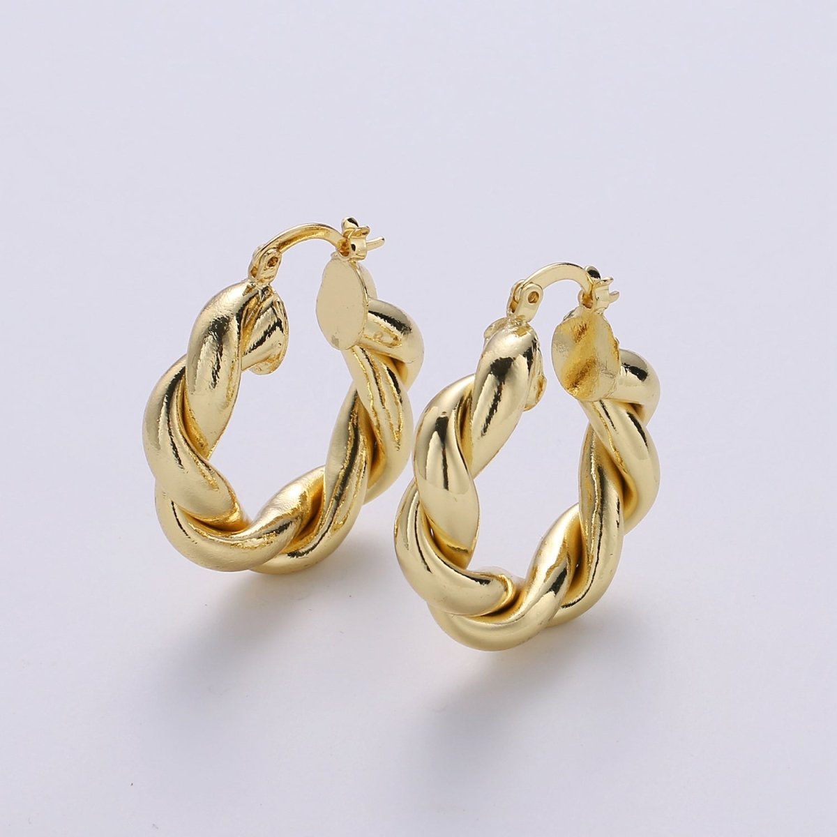 Gold Twisted Hoop Earrings, Bold Gold Hoop Earrings, Chunky Earrings, Statement Hoops, 14k Gold Filled Hoops Earring gift for her Q-518 to Q-520 - DLUXCA