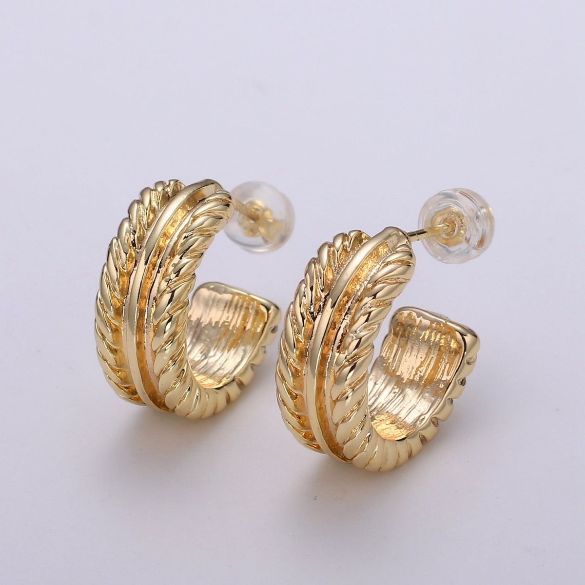 Gold Twisted Hoop Earrings • Bold Gold Hoop Earrings • Chunky Earrings • Statement Hoops • 18k Gold Filled Hoops Earring gift for her Q-446 - DLUXCA