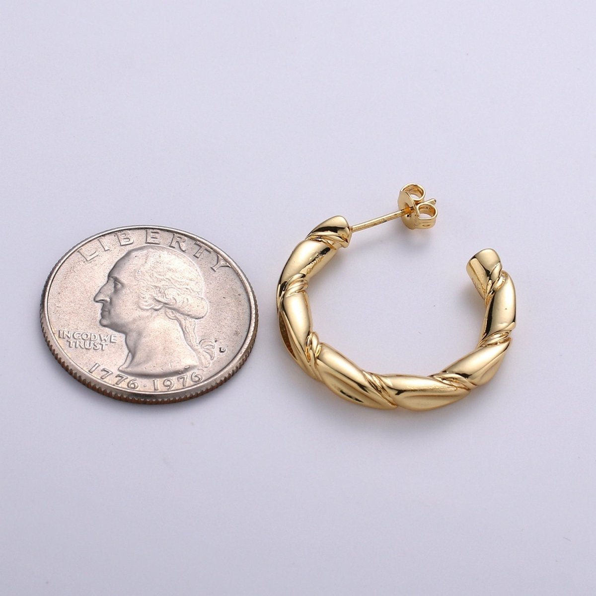 Gold Twisted Hoops, Croissant Hoops, Gold Hoop Earrings, Stud Hoop Earrings, Chunky Hoop Earrings, Thick Hoop Earrings, Bold Hoop Earrings Q-233 - DLUXCA