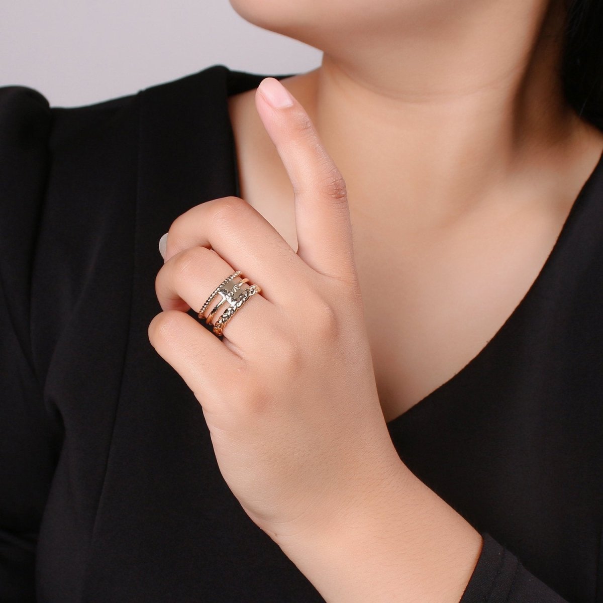 Gold Twisted Ring, Statement Ring, Chunky Love Ring, Stackable Ring Thick Gold Ring Antique Celtic Gold Ring adjustable ring, R-011 R-012 - DLUXCA