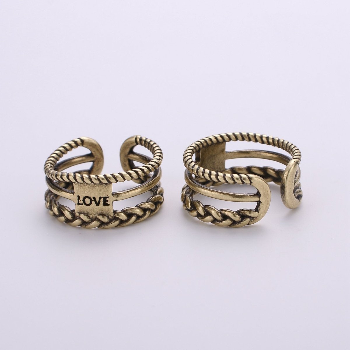 Gold Twisted Ring, Statement Ring, Chunky Love Ring, Stackable Ring Thick Gold Ring Antique Celtic Gold Ring adjustable ring, R-011 R-012 - DLUXCA