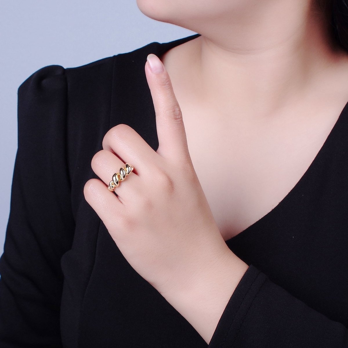 Gold Twisted Ring, Twist Ring, Spiral Gold Ring, Twined Ring Midi Ring Stackable Jewelry O-779 - DLUXCA