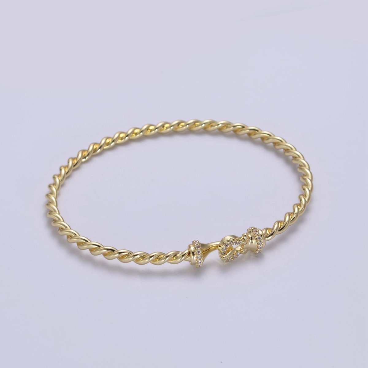 Gold Twisted Rope Bracelet Dainty Cuff Bangle, Braided Bracelet, Stacking Bracelet | WA-692 WA-693 Clearance Pricing - DLUXCA