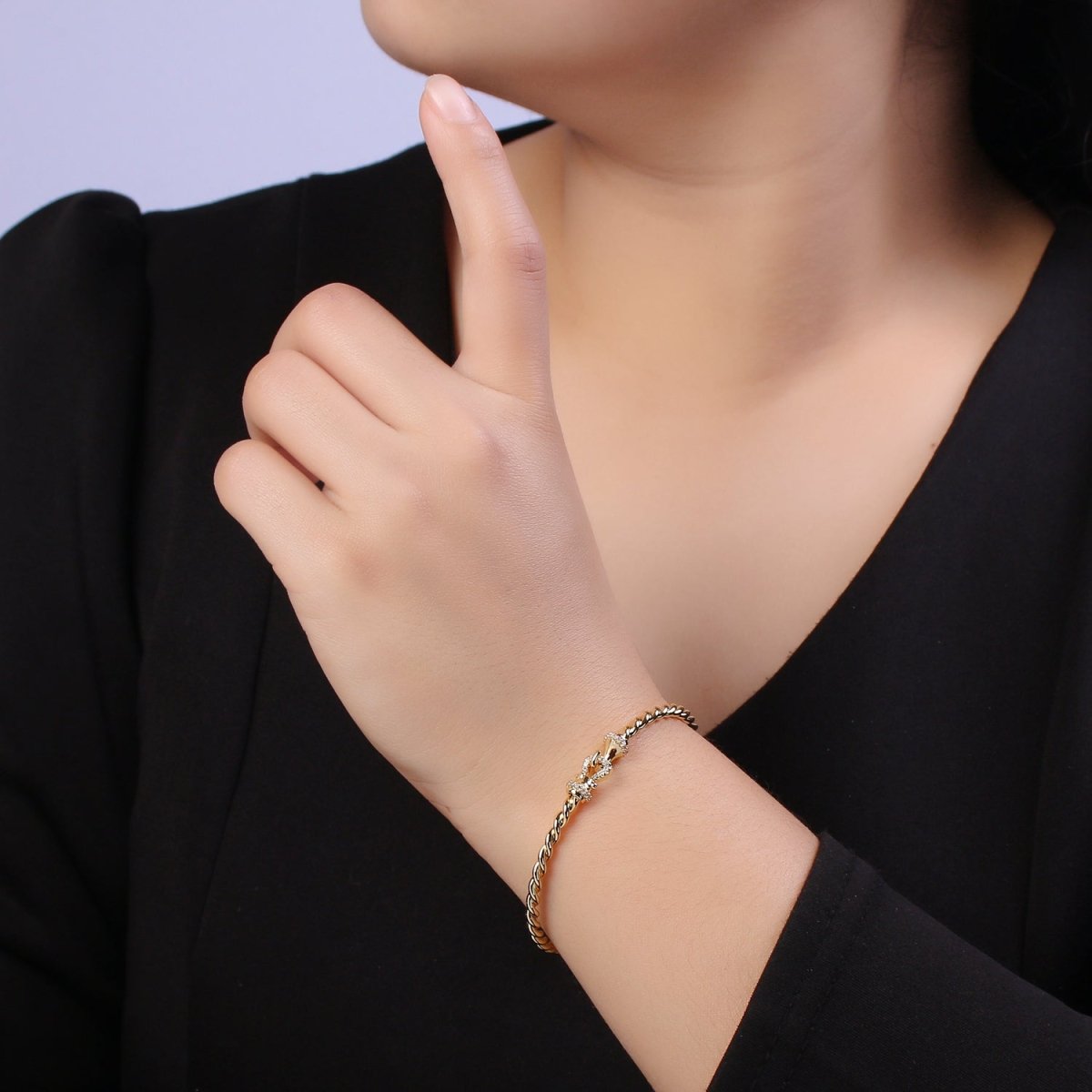 Gold Twisted Rope Bracelet Dainty Cuff Bangle, Braided Bracelet, Stacking Bracelet | WA-692 WA-693 Clearance Pricing - DLUXCA