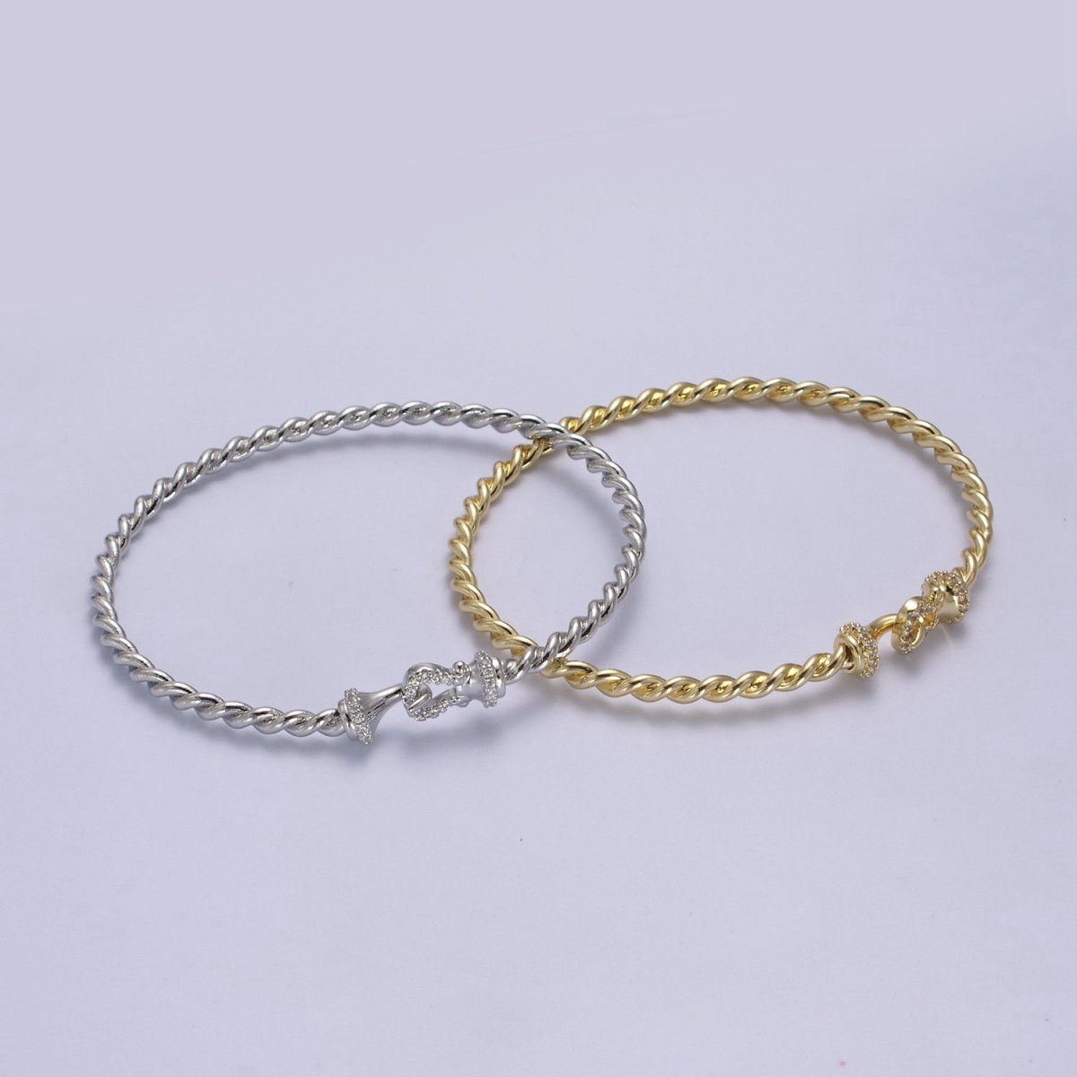 Gold Twisted Rope Bracelet Dainty Cuff Bangle, Braided Bracelet, Stacking Bracelet | WA-692 WA-693 Clearance Pricing - DLUXCA
