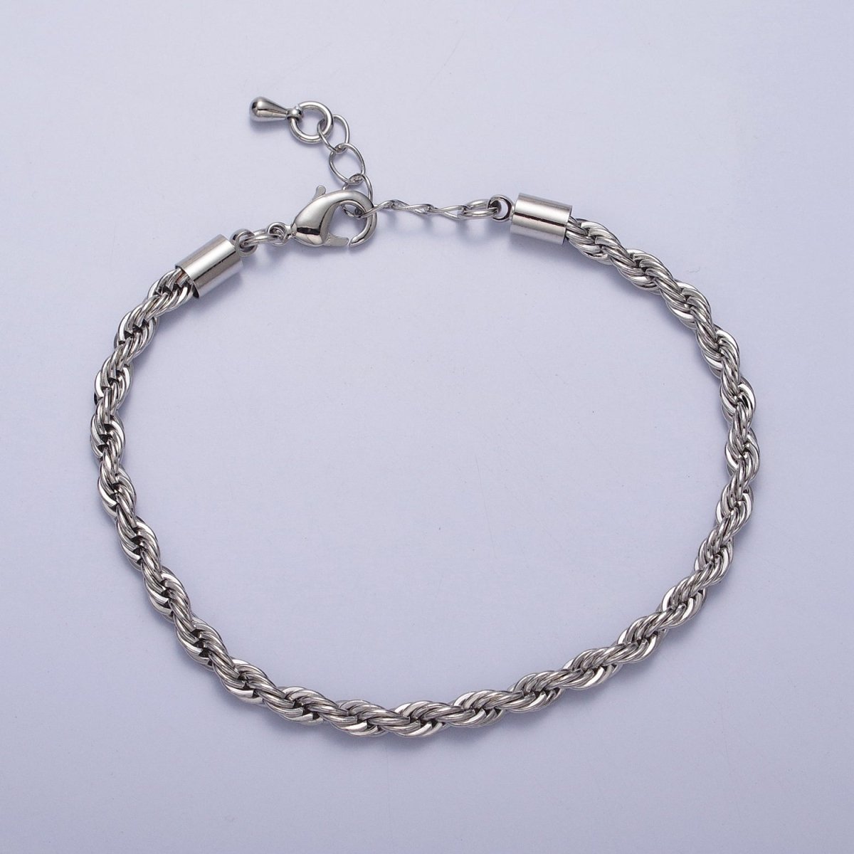 Gold Twisted Rope Chain Bracelet Silver Chunky Rope Chain bracelet 3.7mm thickness | WA-1538 WA-1539 Clearance Pricing - DLUXCA