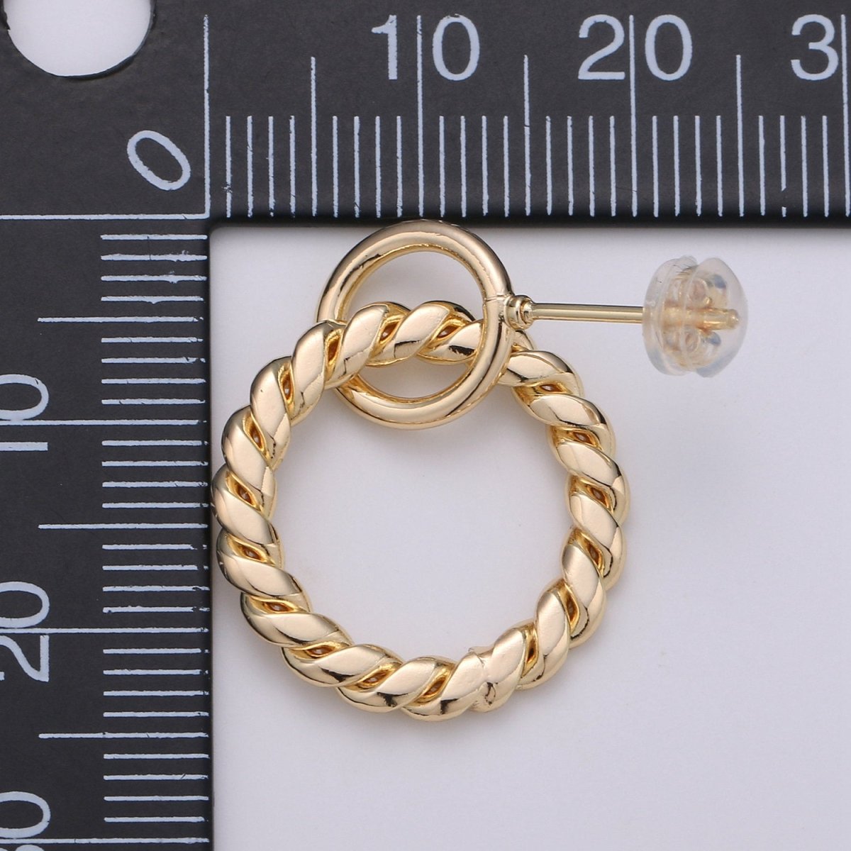 Gold Twisted Rope Hoop Earrings Gold Plated | Women 18K Gold Earrings Stud Q-122 - DLUXCA