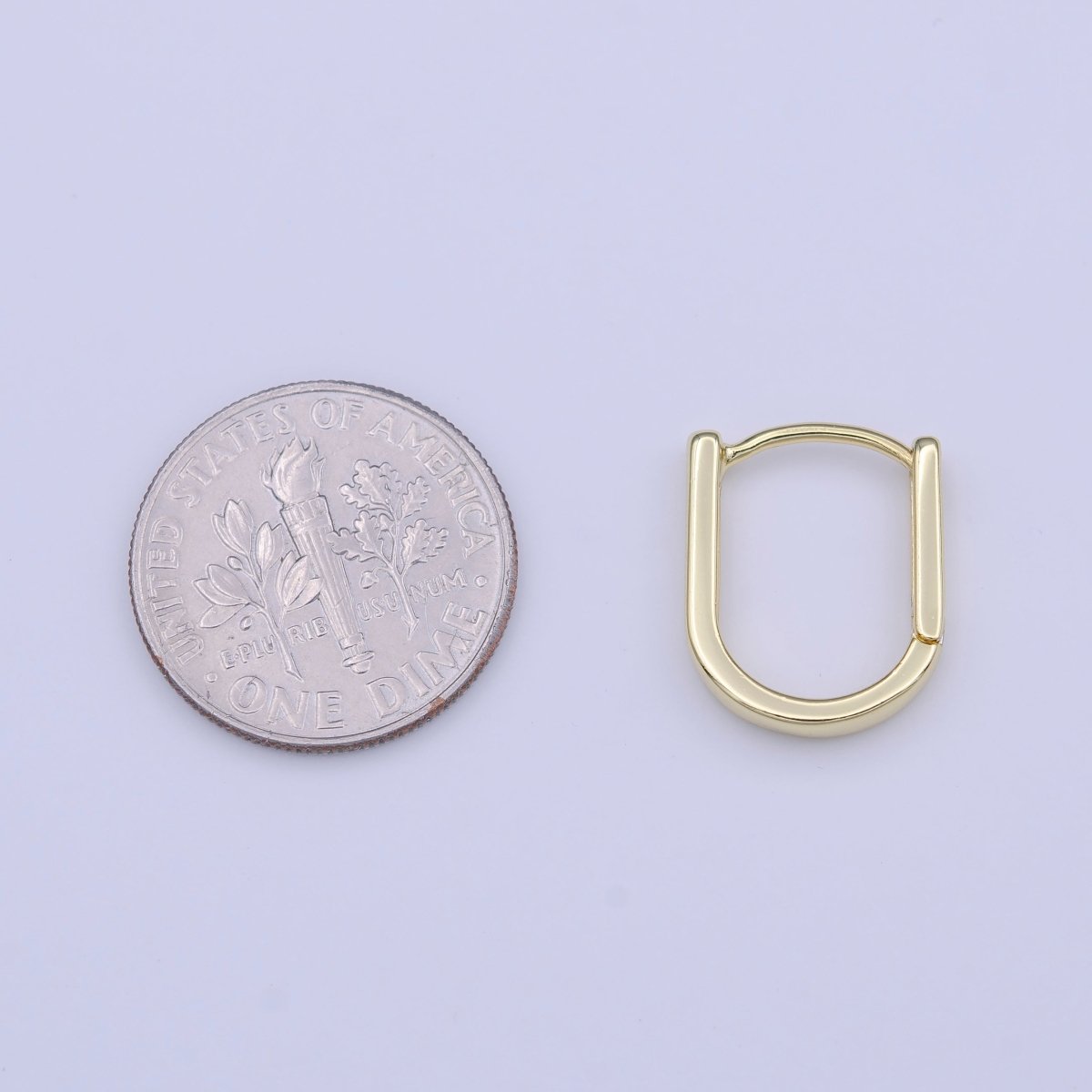 Gold U Shaped Wide Boxy 15mm Huggie Earrings | Y-215 - DLUXCA