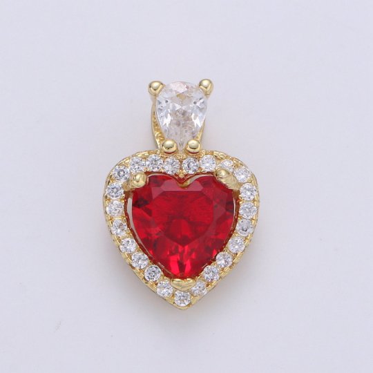 Gold Vermeil Heart Charm Cubic Heart Gem Pendant Micro Pave Love Charm Solitaire Heart Charm for Necklace Earring Bracelet Component SL-221 SL-222 SL-223 SL-224 SL-225 SL-226 SL-244 - DLUXCA