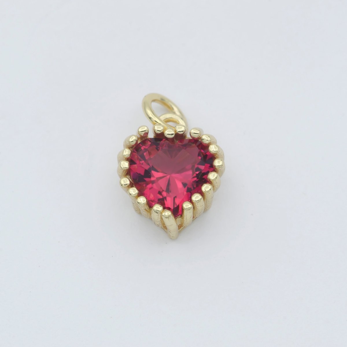 Gold Vermeil Heart CZ Charm - Birthstone add on charm cubic zirconia for Birthday Personalized jewelry SL-255~SL-266 - DLUXCA