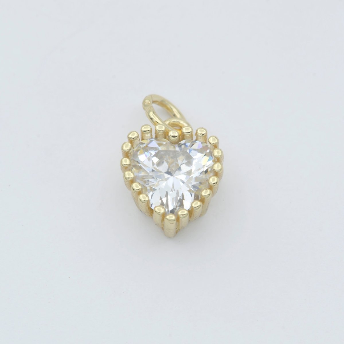 Gold Vermeil Heart CZ Charm - Birthstone add on charm cubic zirconia for Birthday Personalized jewelry SL-255~SL-266 - DLUXCA