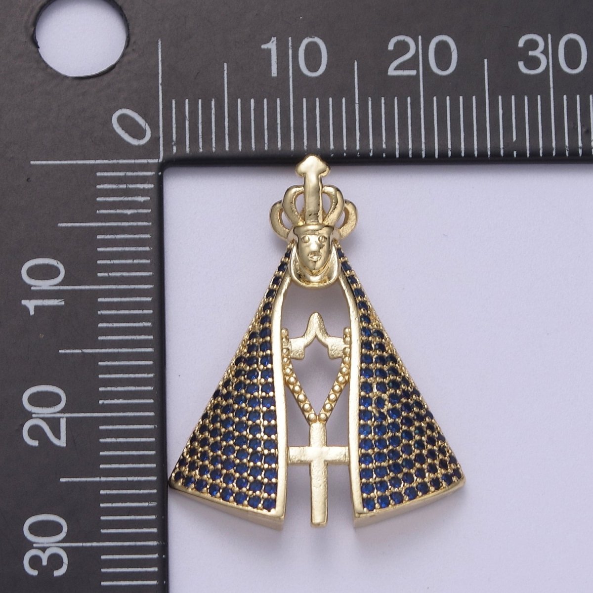 Gold Virgin Mary Charm with Cape Catholic Religious Pendant I-116 - DLUXCA