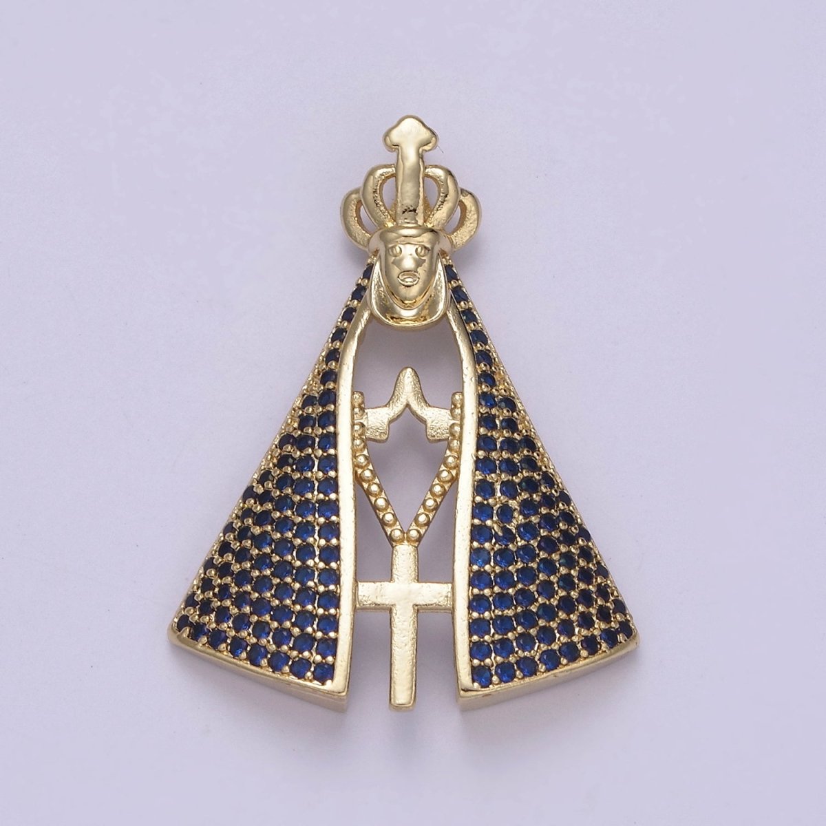 Gold Virgin Mary Charm with Cape Catholic Religious Pendant I-116 - DLUXCA