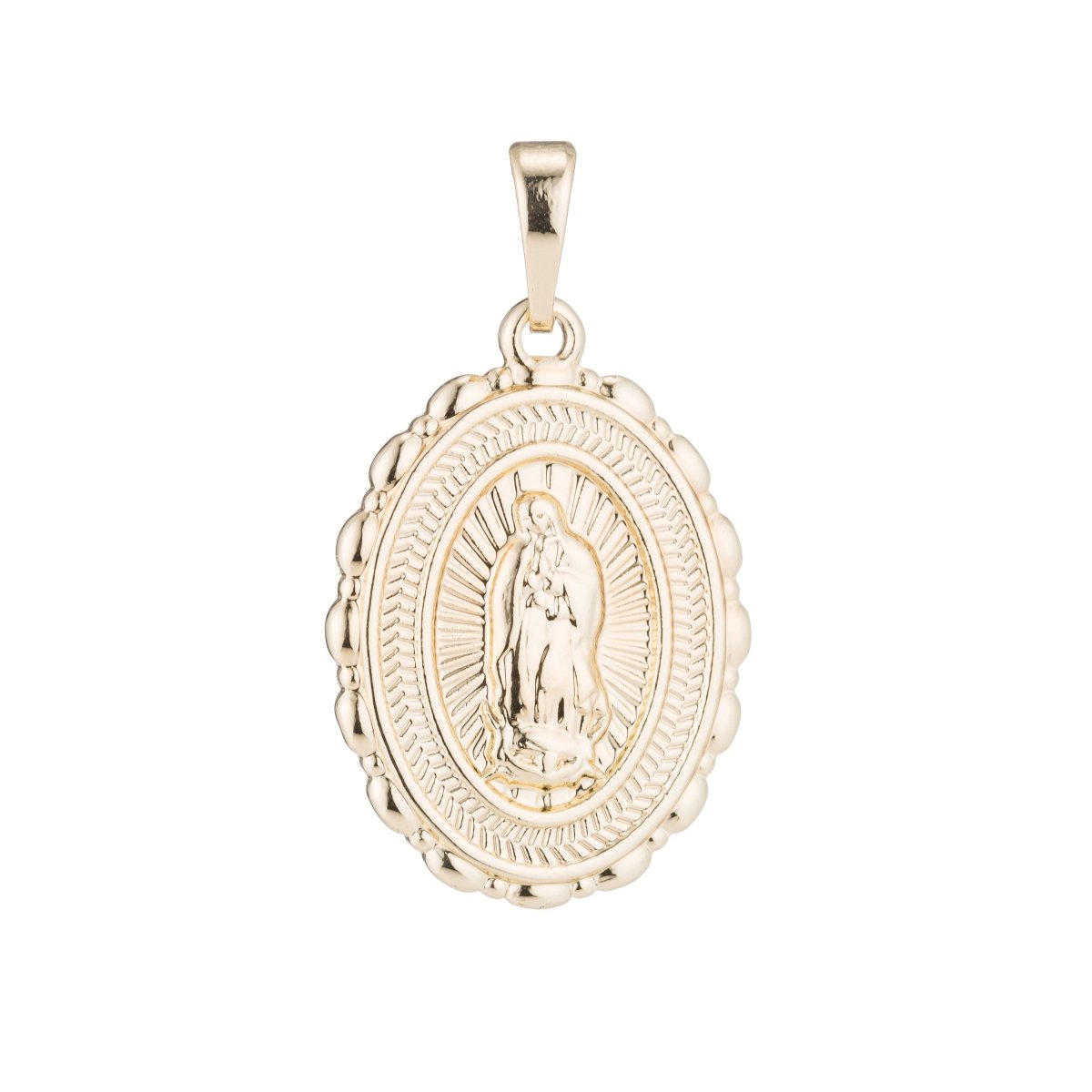 Gold Virgin Mary, Holy, Mother, Catholic, Rosary, Novena, Pray, Gift, DIY, Necklace Pendant Charm Bead Bails Findings for Jewelry Making H-484 - DLUXCA