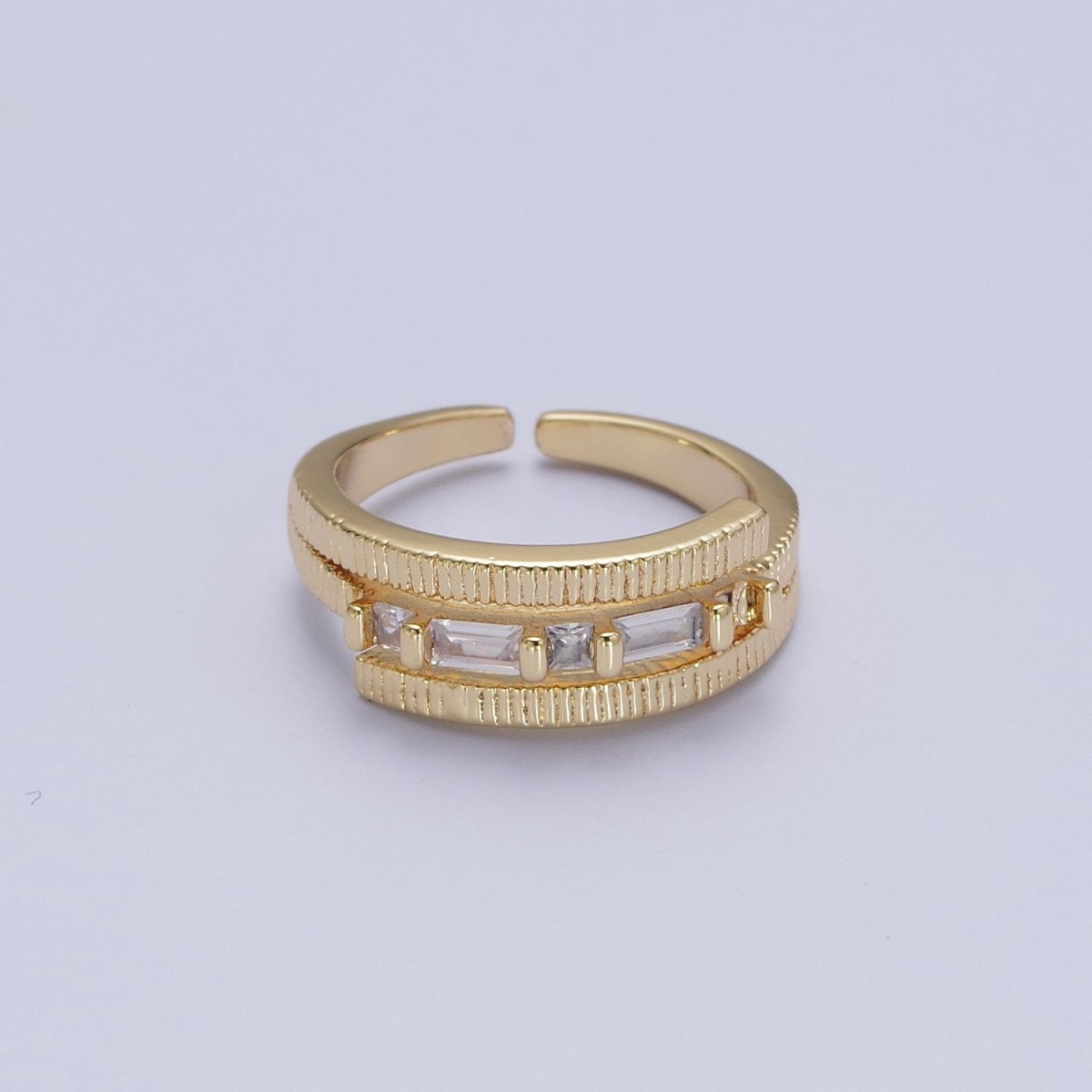 Gold Wrap Ring Clear Baguette Ring Green Baguette Ring Open Adjustable Jewelry O-1986 O-1987 - DLUXCA