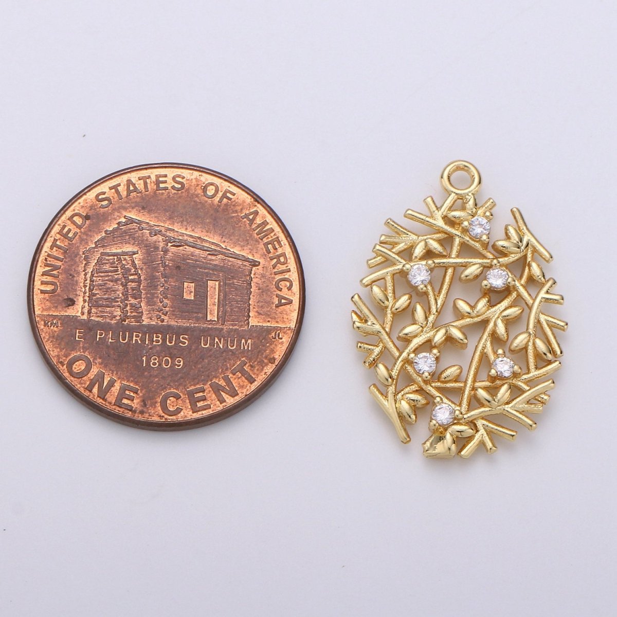 Gold Wreath Charm Olive branch charms Laurel Leaf Wreath Charms Wreath Pendants in Gold Filled D-673 - DLUXCA