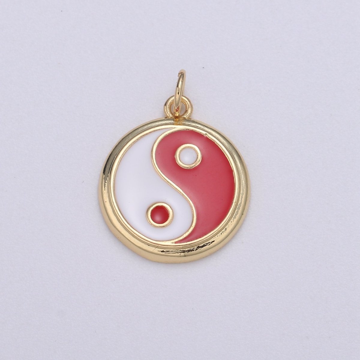 Gold yin yang charm, 14K Gold Filled Coin Charm Dainty Yin & Yang Charms for Bracelet Necklace Earring Component Colorful Enamel Pendant E-238 - E-246 - DLUXCA