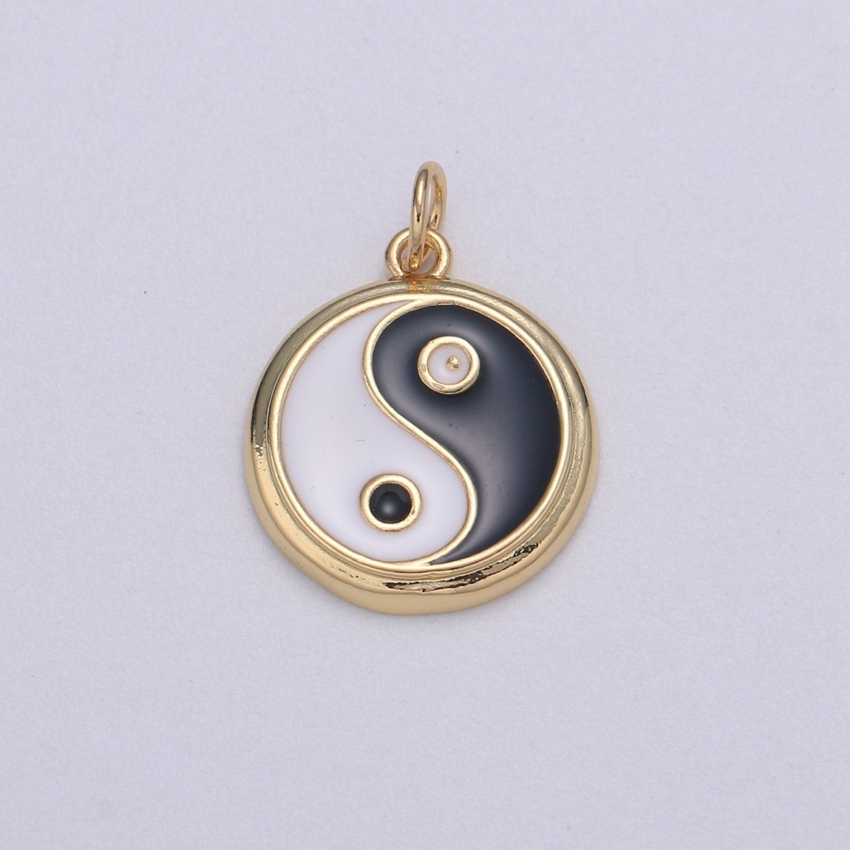 Gold yin yang charm, 14K Gold Filled Coin Charm Dainty Yin & Yang Charms for Bracelet Necklace Earring Component Colorful Enamel Pendant E-238 - E-246 - DLUXCA