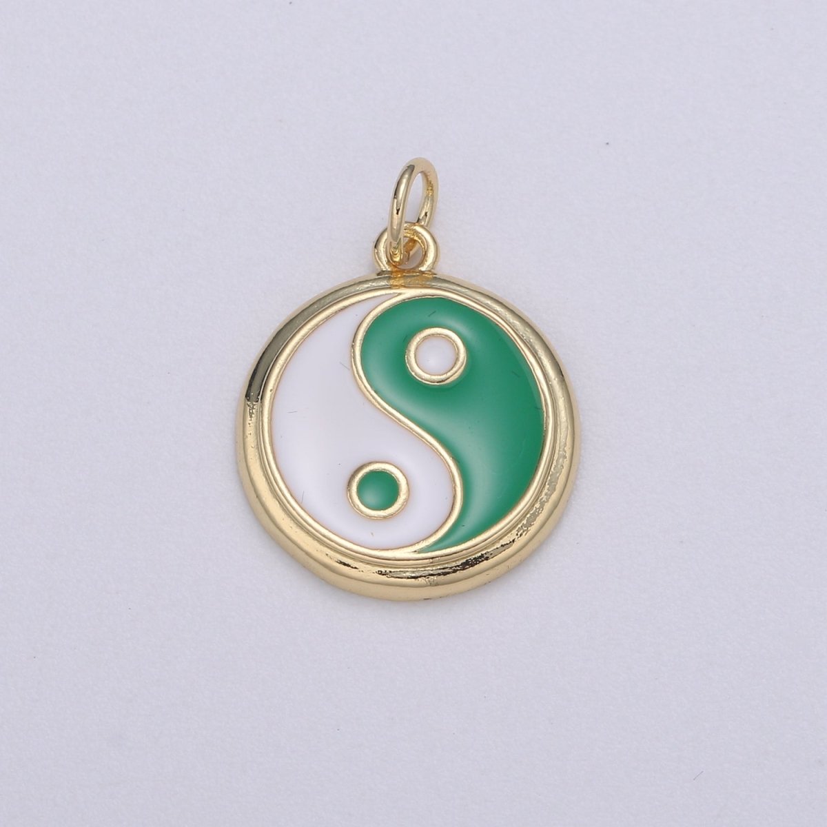 Gold yin yang charm, 14K Gold Filled Coin Charm Dainty Yin & Yang Charms for Bracelet Necklace Earring Component Colorful Enamel Pendant E-238 - E-246 - DLUXCA