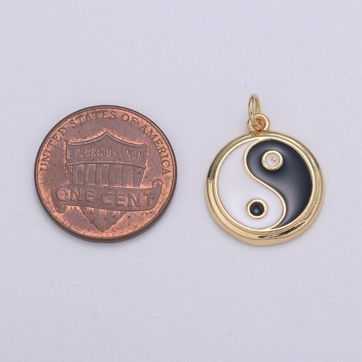 Gold yin yang charm, 14K Gold Filled Coin Charm Dainty Yin & Yang Charms for Bracelet Necklace Earring Component Colorful Enamel Pendant E-238 - E-246 - DLUXCA