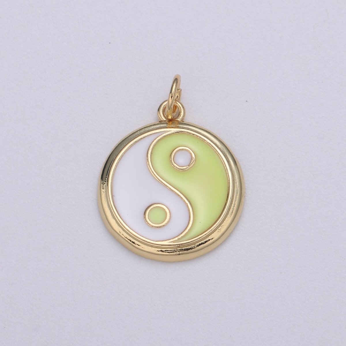 Gold yin yang charm, 14K Gold Filled Coin Charm Dainty Yin & Yang Charms for Bracelet Necklace Earring Component Colorful Enamel Pendant E-238 - E-246 - DLUXCA
