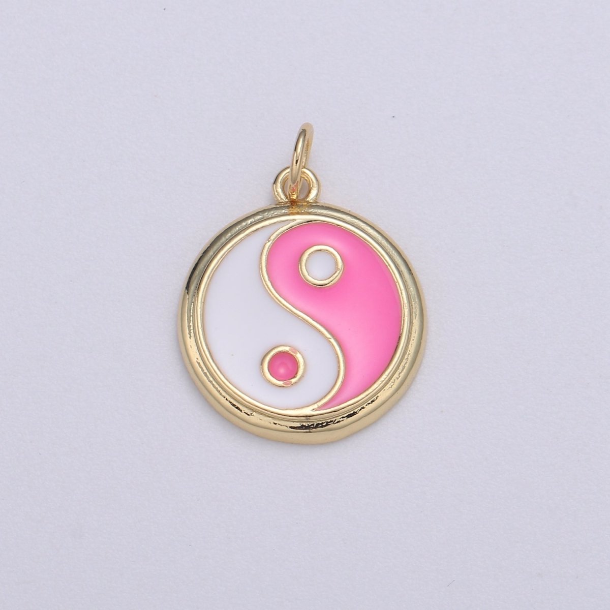 Gold yin yang charm, 14K Gold Filled Coin Charm Dainty Yin & Yang Charms for Bracelet Necklace Earring Component Colorful Enamel Pendant E-238 - E-246 - DLUXCA