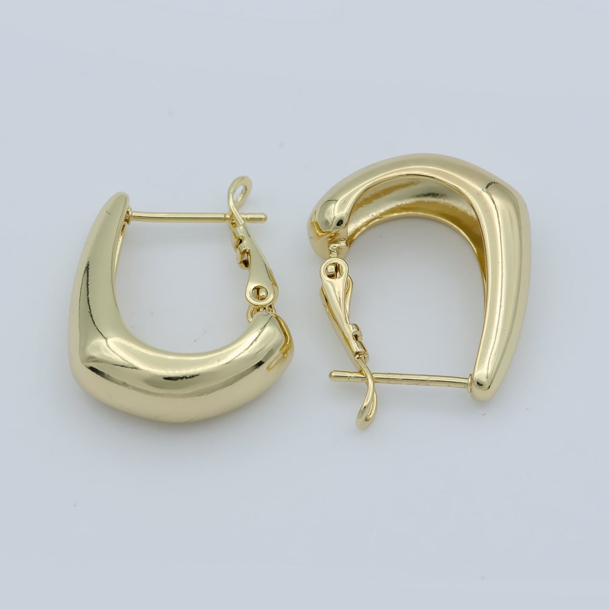 Golden L Letter Shape Huggies Earrings, Gold Filled Alphabet Geometric Daily Wear Earring Jewelry P-258 - DLUXCA