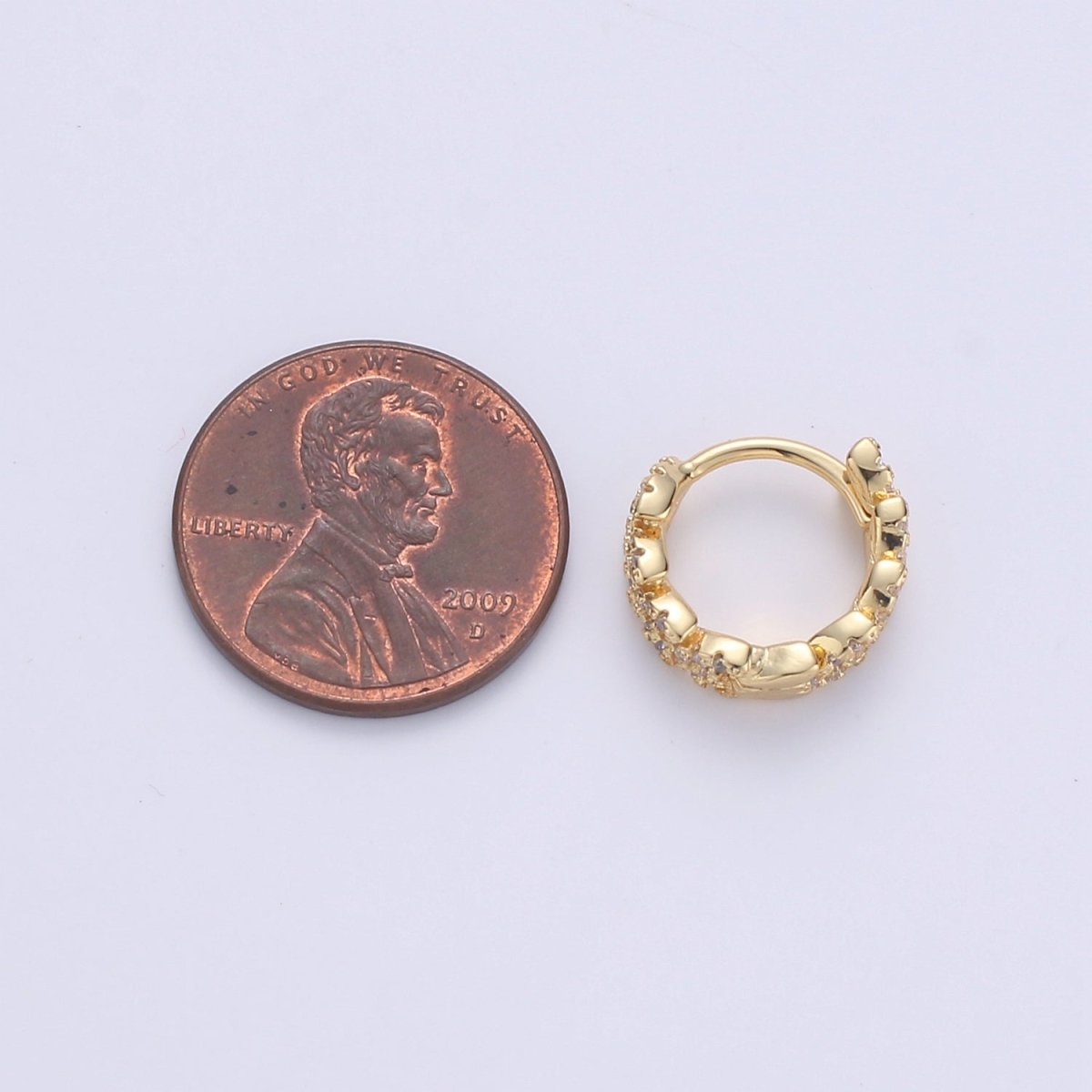 Golden Leaf Gold Filled Huggies Dainty Gold Olive Leaf Earring Hoop Earrings, Huggie Delicate Earrings, Minimalist, Boho Earrings CZ Cubic Simple earring Gift for Her K-554 - DLUXCA