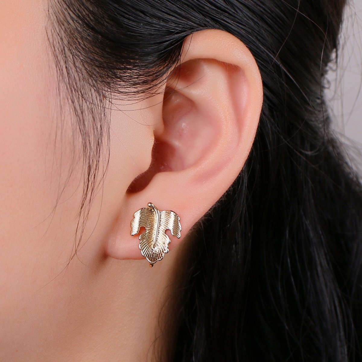 Golden Leaf Gold Filled Studs L-015 - DLUXCA