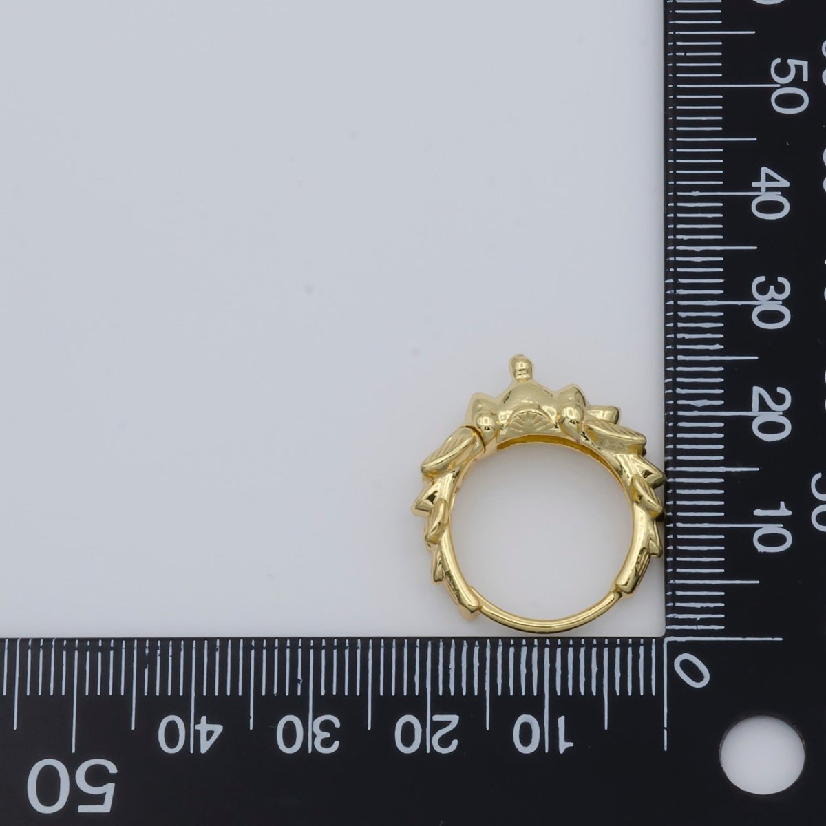 Golden Round Ornamented Crescent Model Huggies Earrings, Plain Gold Filled Tiny Nature Formal/Casual Daily Wear Earring Jewelry P-116 - DLUXCA