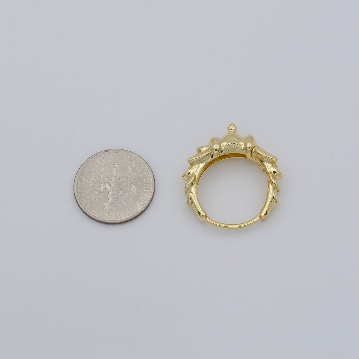 Golden Round Ornamented Crescent Model Huggies Earrings, Plain Gold Filled Tiny Nature Formal/Casual Daily Wear Earring Jewelry P-116 - DLUXCA