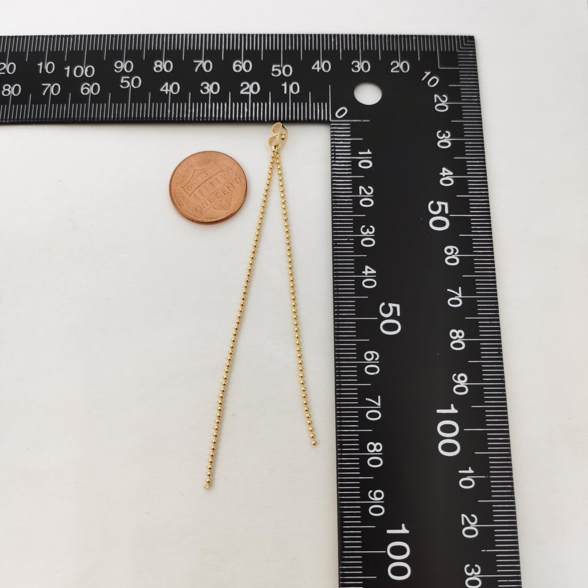 Golden Simple Chain Long Push Back Earring Back Gold Filled K-419 - DLUXCA