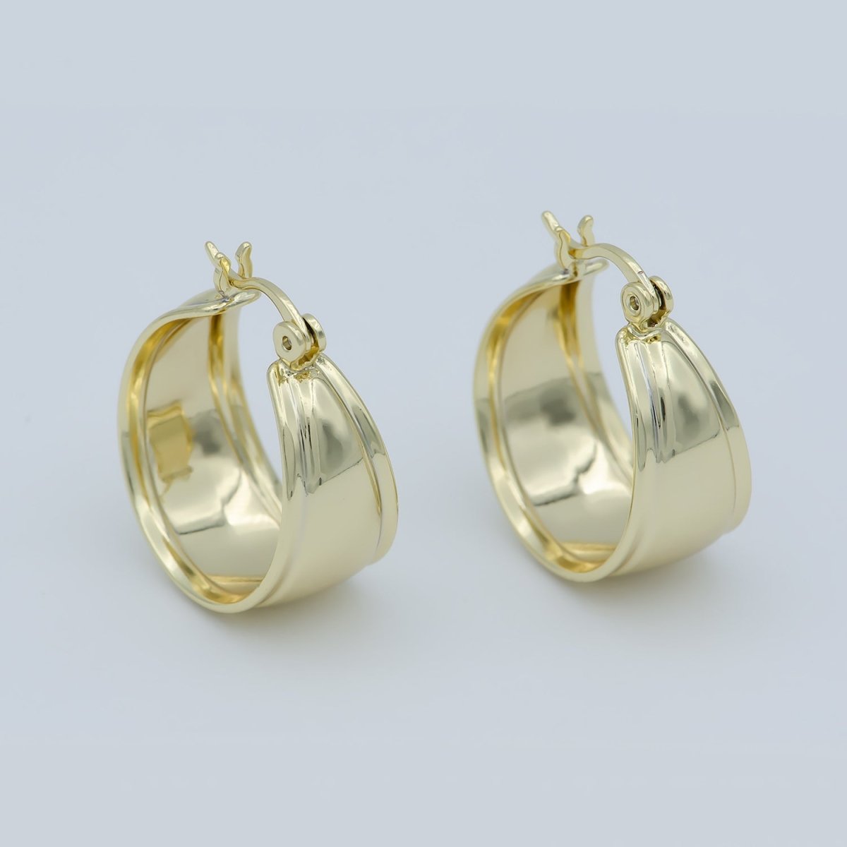Golden Simple Round Huggies Earrings, Plain Gold Filled Geometric Formal/Casual Daily Wear Earring Jewelry P-256 - DLUXCA