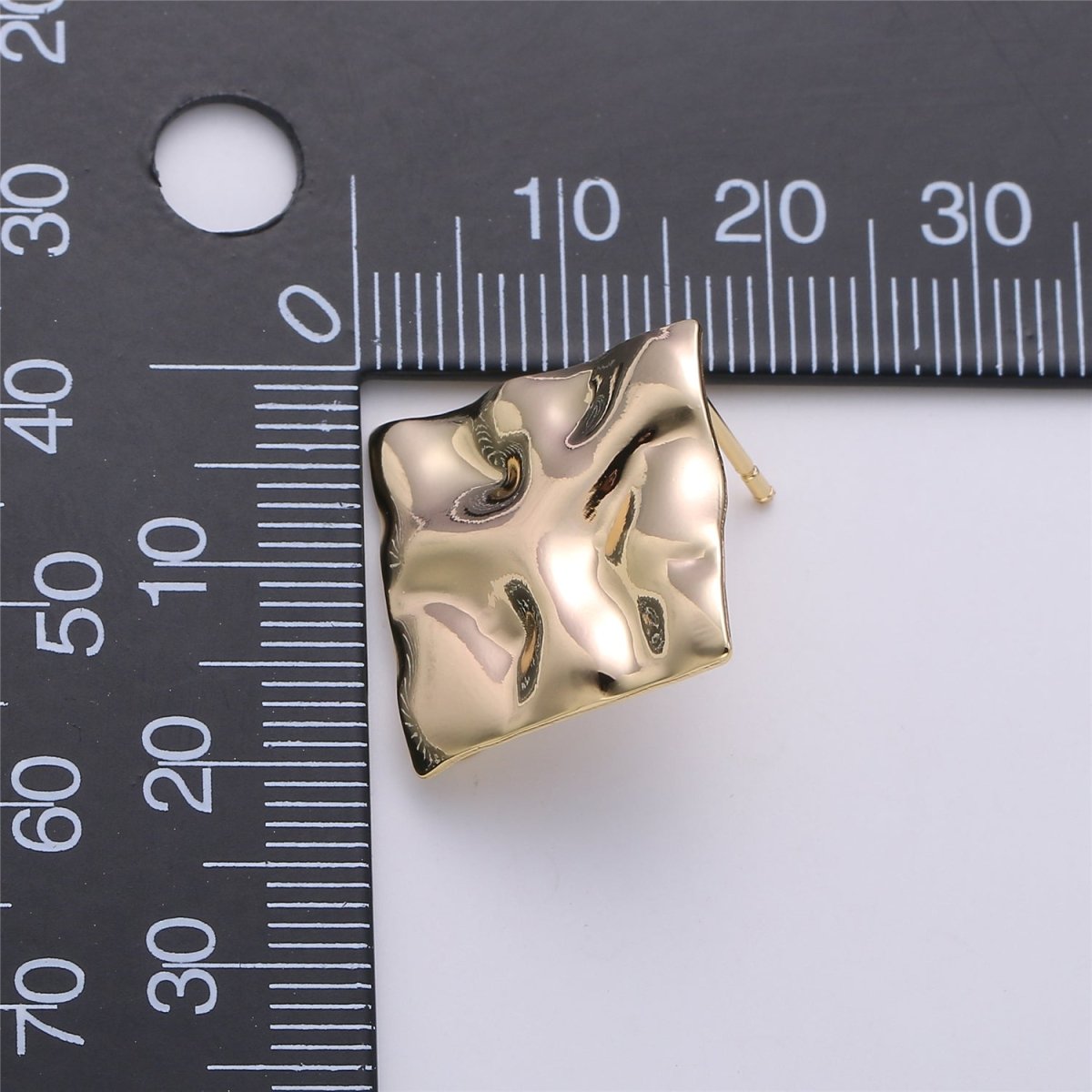 Golden Wavy Square Gold Filled Studs K-225 - DLUXCA