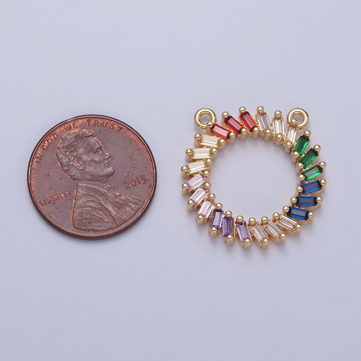 Gold/Silver Multicolor Rainbow Baguette Charm Connector For DIY Jewelry Necklace Bracelet Making F-625 F-626 - DLUXCA