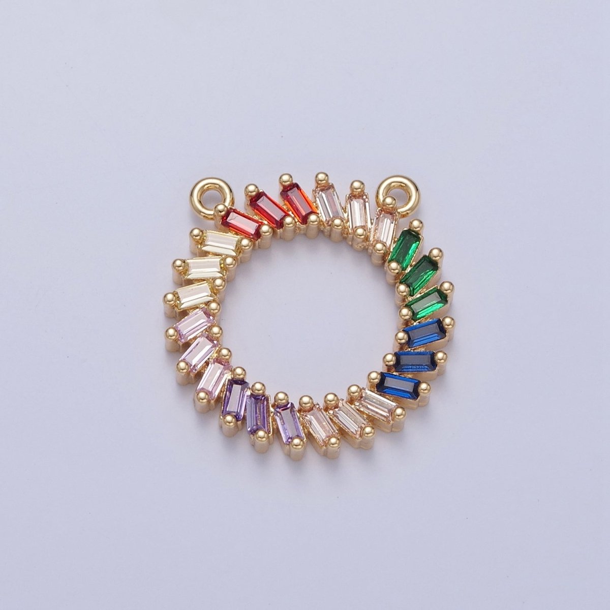 Gold/Silver Multicolor Rainbow Baguette Charm Connector For DIY Jewelry Necklace Bracelet Making F-625 F-626 - DLUXCA