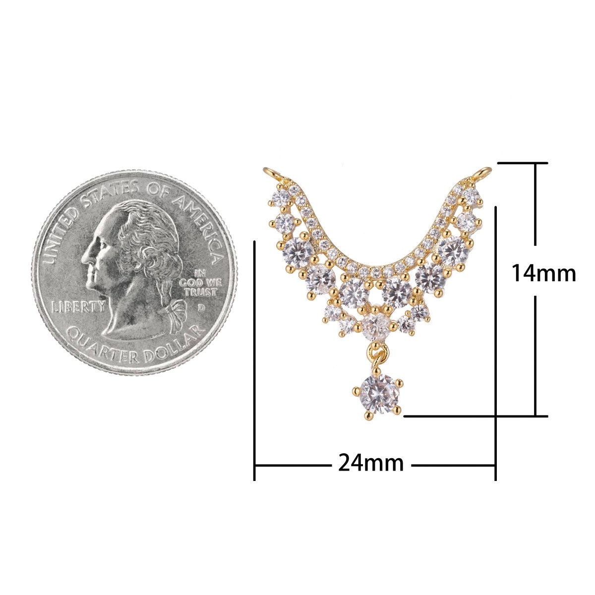 Gorgeous Dangle Gold Star Crystal Bracelet Connector, Elegant Micro Pave CZ Charm, Modern Statement Necklace Pendant for Jewelry Making F-755 - DLUXCA