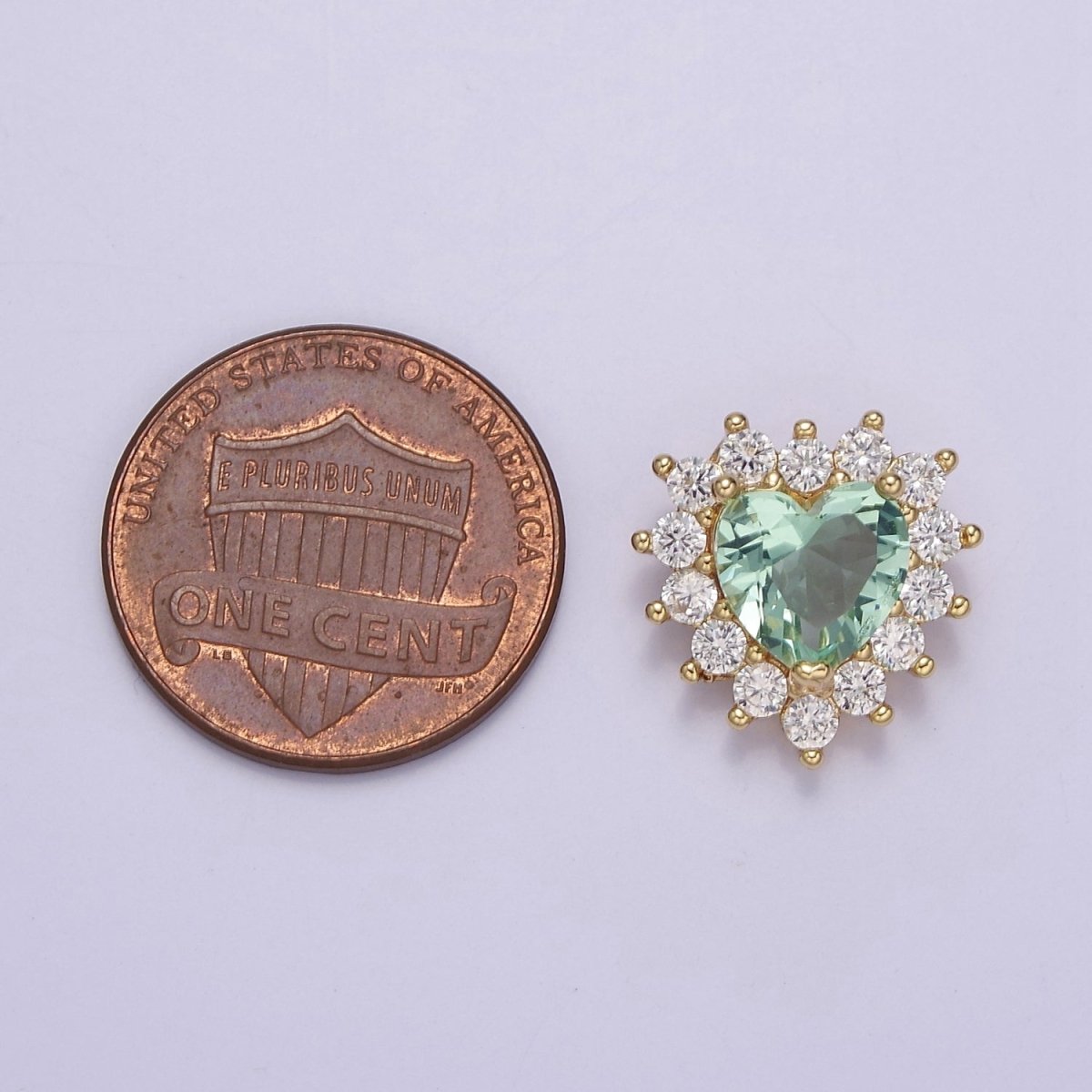 Green Aqua Cubic Zirconia Heart Beads - 14.7 x 14.3 mm Small Beautiful Bright 3D Sun Burst Jewelry Gold Beads spacer for Bracelet Necklace Supply E-418 - DLUXCA