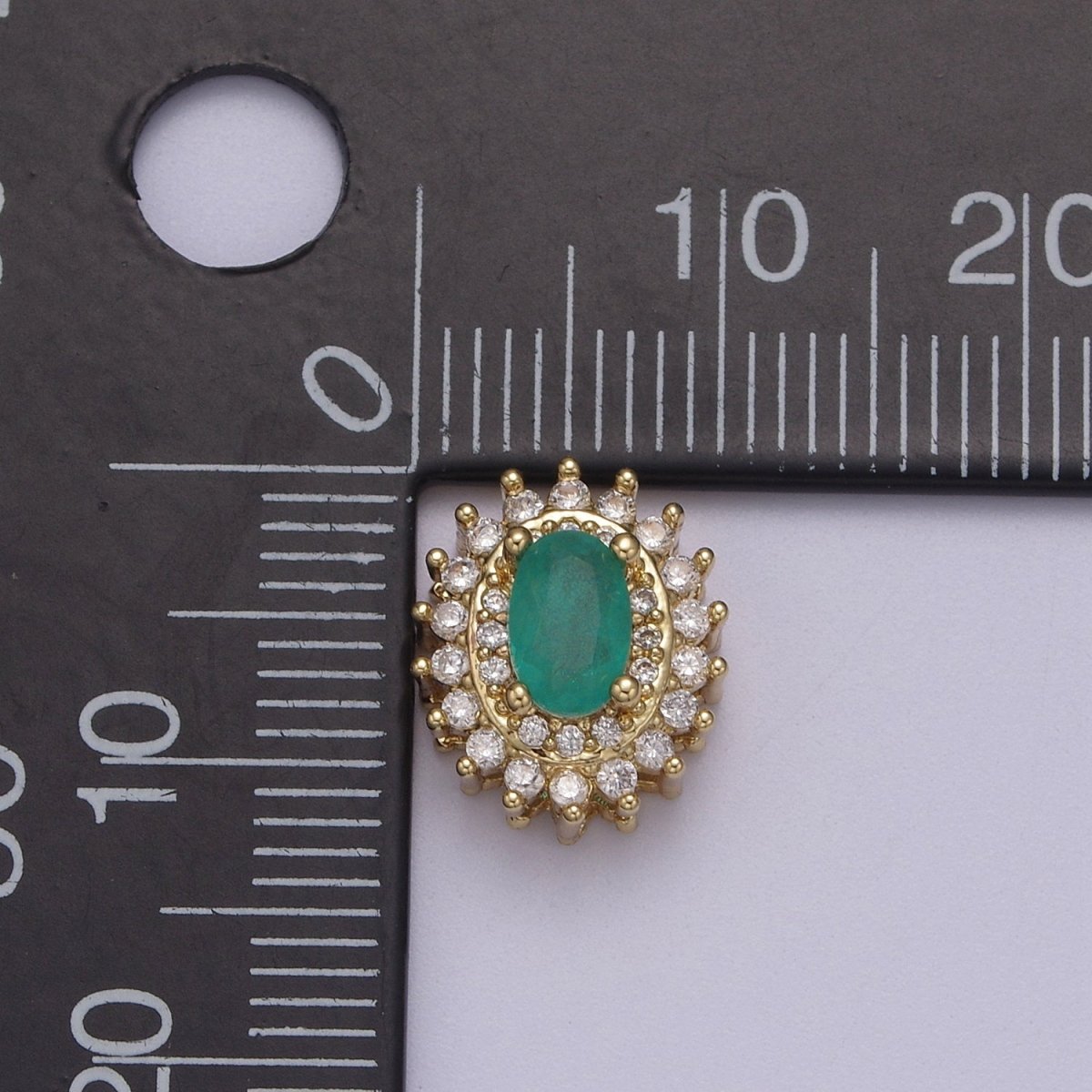 Green Aqua Cubic Zirconia Oval Beads - 10mm Small Beautiful Bright 3D Sun Burst Jewelry Gold Beads spacer for Bracelet Necklace Supply B-464 - DLUXCA