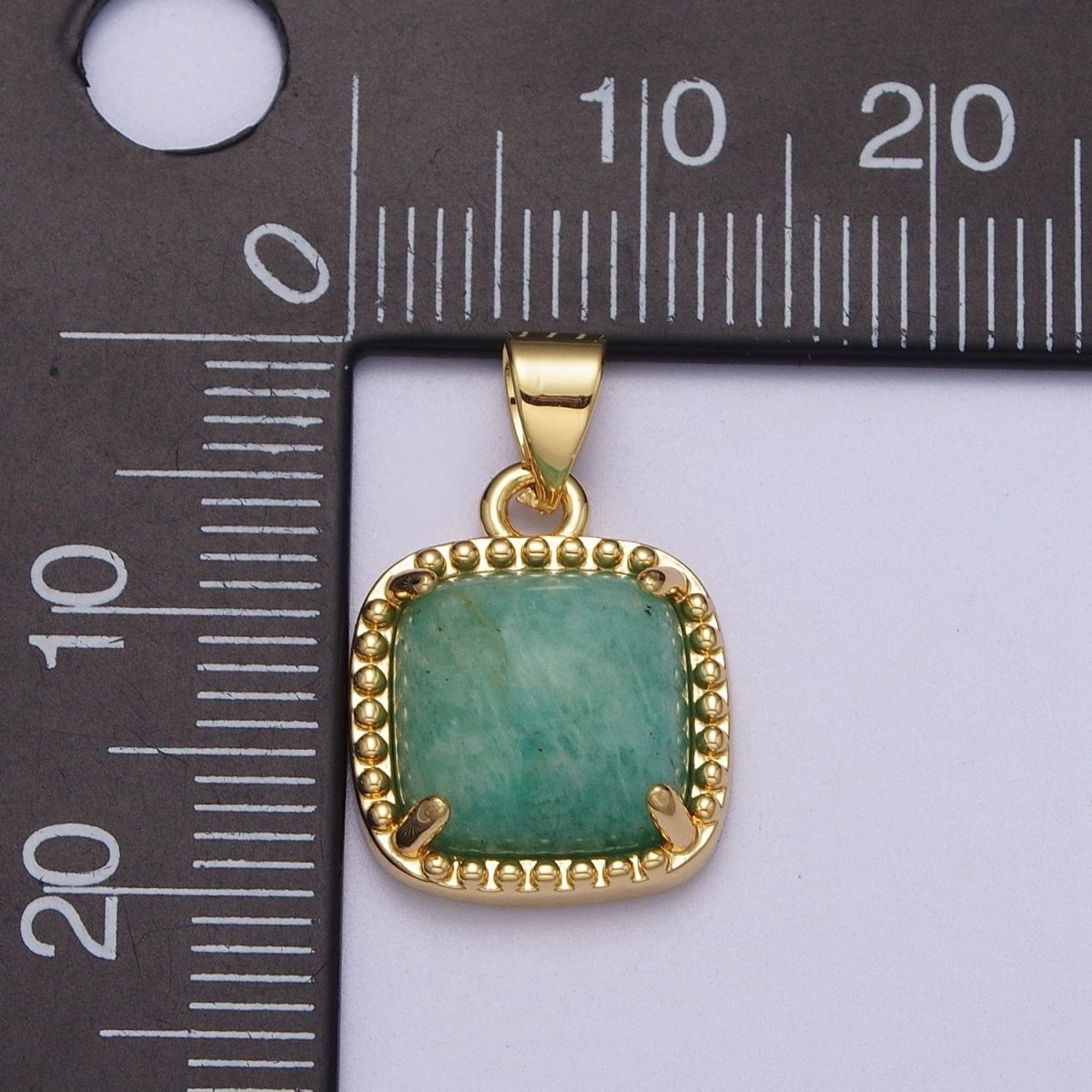 Green Aventurine, Pink Quartz, Purple Amethyst Minimalist Square Gold Pendant I-325 I-343 I-363 - DLUXCA