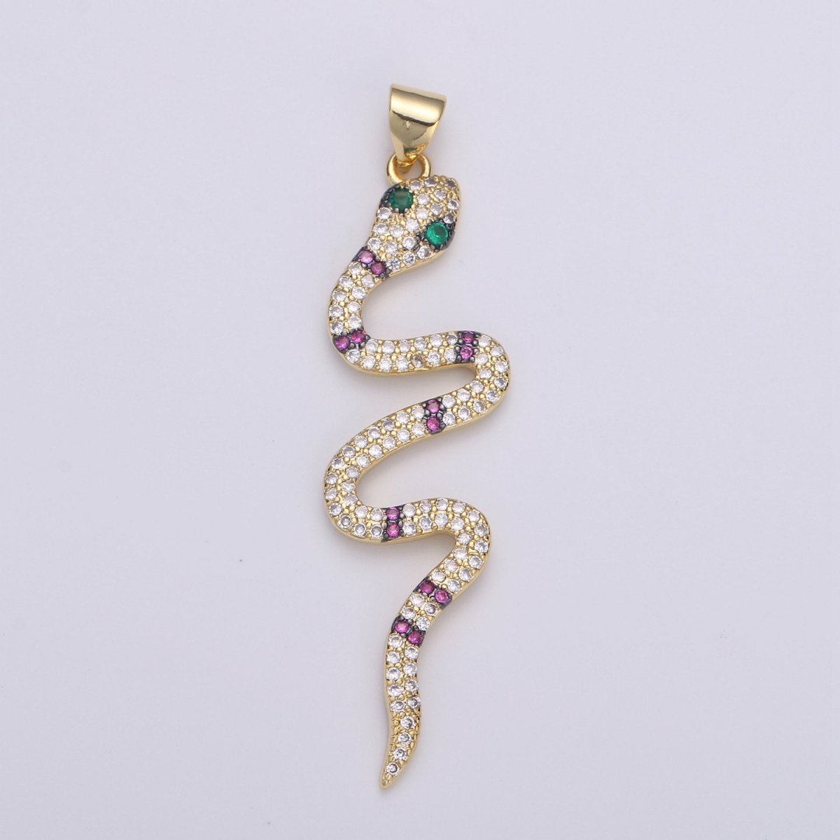 Green CZ 14k Gold Filled Snake Charm, Micro Pave Snake Pendant Charm, Gold Filled Charm, For Serpent Animal Jewelry Dangle Charm I-906 I-905 I-907 - DLUXCA