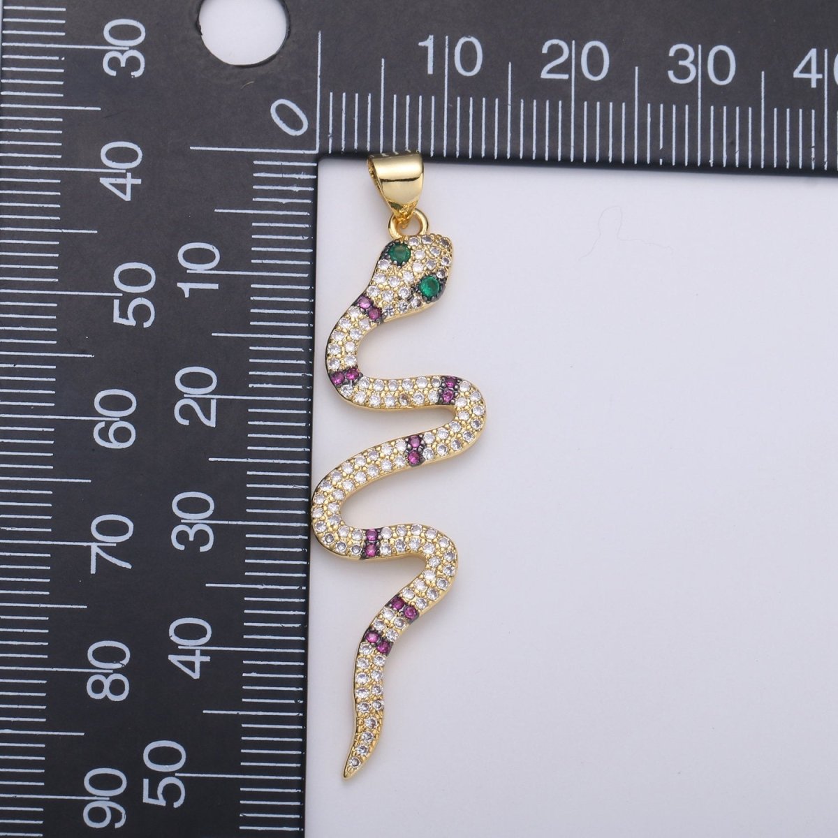 Green CZ 14k Gold Filled Snake Charm, Micro Pave Snake Pendant Charm, Gold Filled Charm, For Serpent Animal Jewelry Dangle Charm I-906 I-905 I-907 - DLUXCA