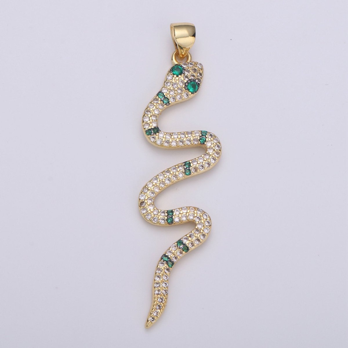 Green CZ 14k Gold Filled Snake Charm, Micro Pave Snake Pendant Charm, Gold Filled Charm, For Serpent Animal Jewelry Dangle Charm I-906 I-905 I-907 - DLUXCA