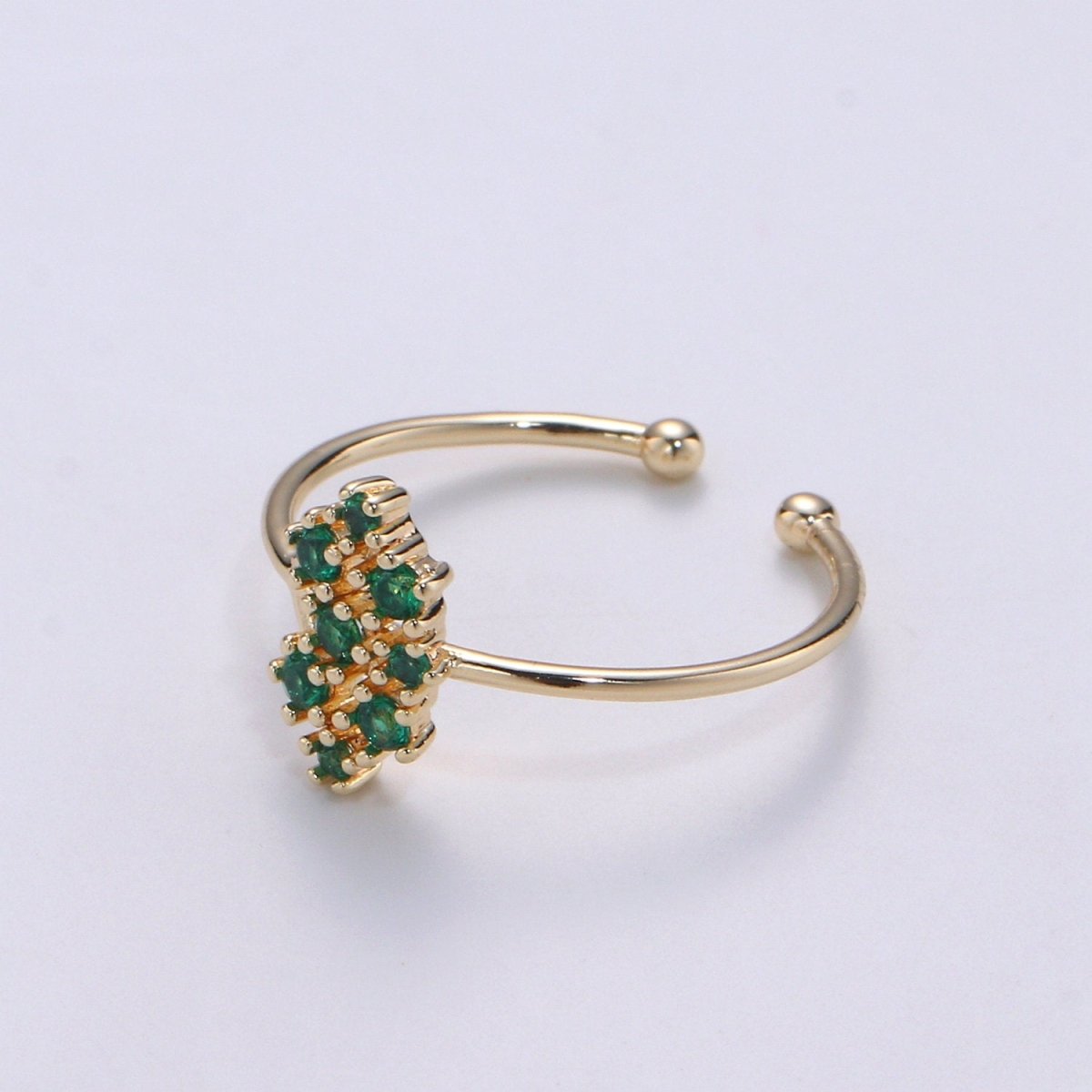 Green CZ Ring - 14k Gold Vermeil Ring - Green Zirconia Ring - Gold Open Ring - Minimalist Ring - Adjustable Layering - Stacking Ring R-071 - DLUXCA