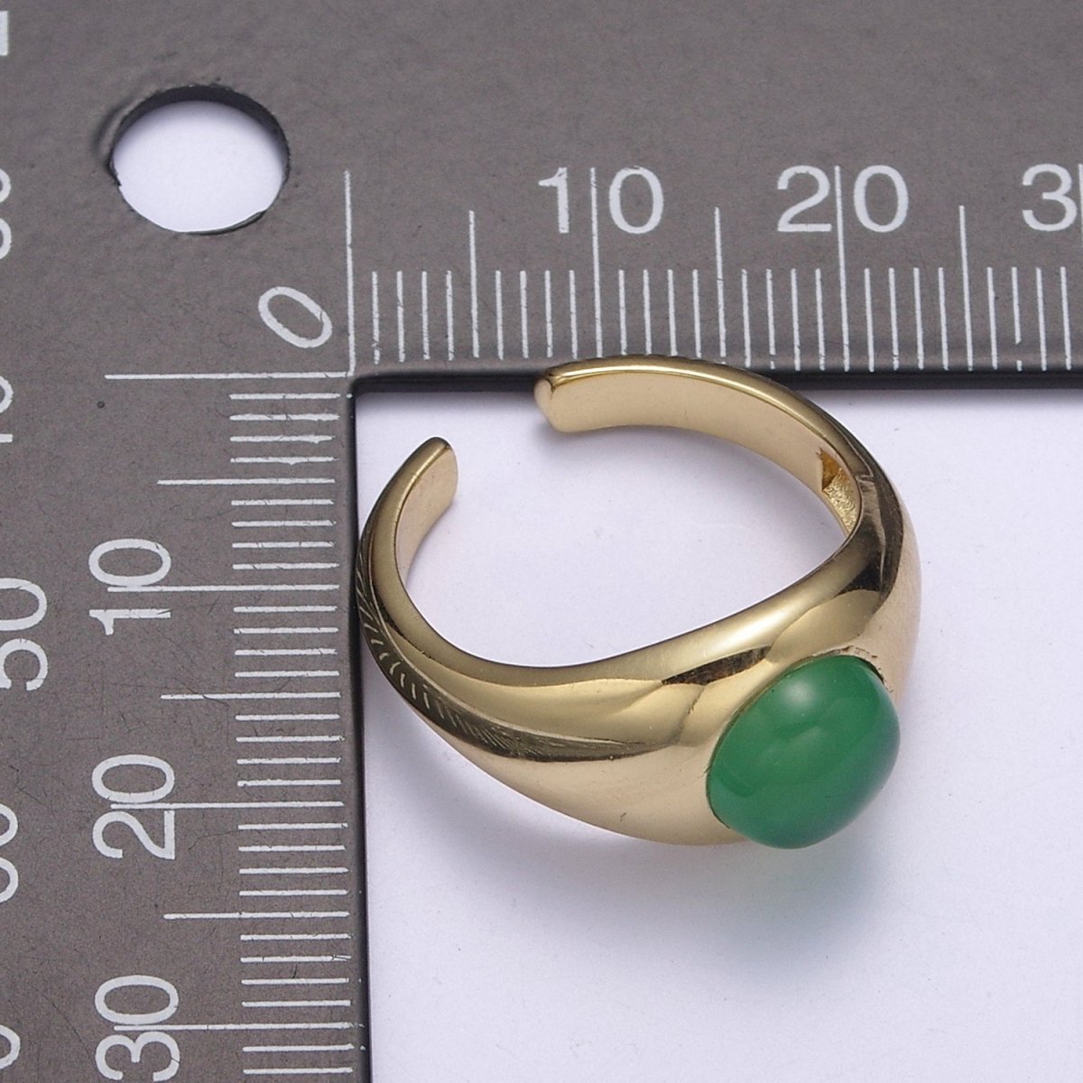 Green / Red Gem Stone Gold Dome Ring Open Adjustable Jewelry U-224 U-225 - DLUXCA